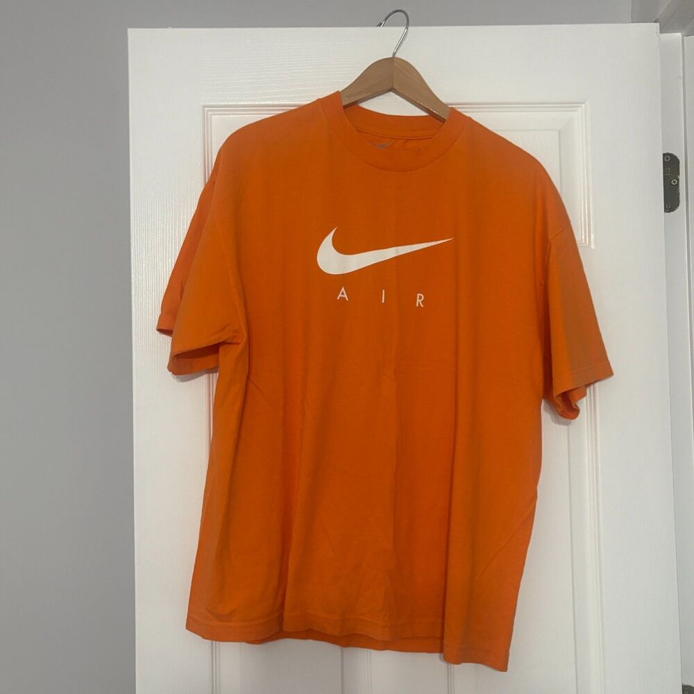Nike Air T-shirt Men's XL Orange Loose Fit Short Sleeve Big Swoosh Logo